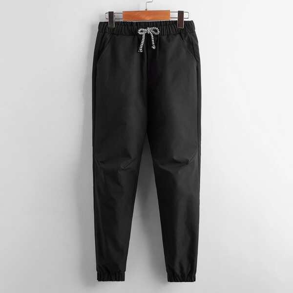 

Boys Drawstring Waist Pants, Black