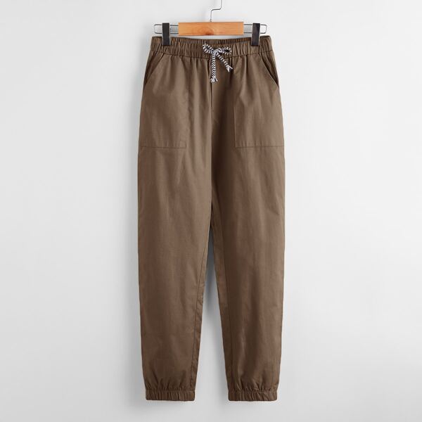 

Boys Pocket Patched Pants, Mocha brown