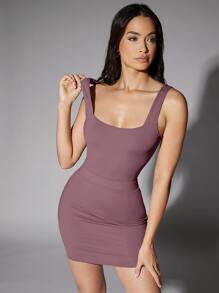 Silquee 1pc Square Neck Solid Bodysuit - Mauve Purple - View 4