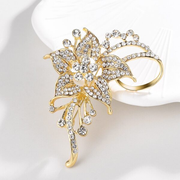 

Rhinestone Flower Decor Brooch, Gold