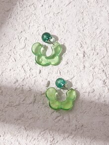 SHEIN MOD Hoa tai trang trí - màu xanh lá - Xem 1