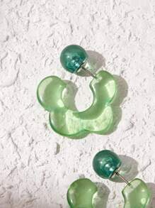 SHEIN MOD Hoa tai trang trí - màu xanh lá - Xem 3