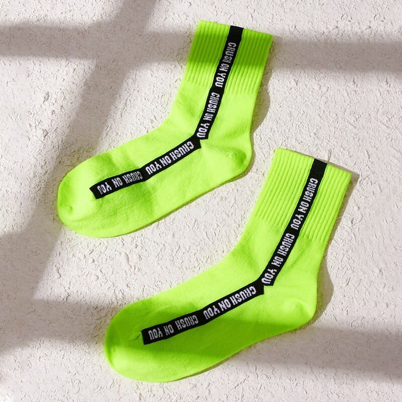 

Letter Graphic Crew Socks, Green