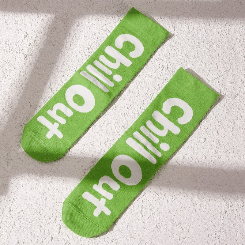 

Letter Graphic Crew Socks, Green