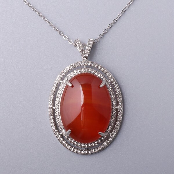 

Rhinestone Charm Necklace, Red