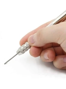 1 套用于树脂铸造模具的针式虎钳手钻，钢制手钻，带 10 个钻头（0.8-3 毫米） - 銀色 - 查看 3