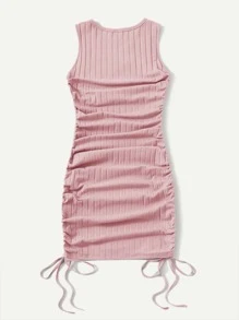 SHEIN EZwear Vestido ajustado con cordón lateral fruncido - Rosa vieja - Ver 2