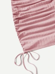 SHEIN EZwear Vestido ajustado con cordón lateral fruncido - Rosa vieja - Ver 3
