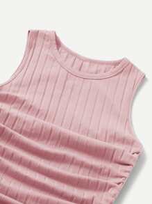 SHEIN EZwear Vestido ajustado con cordón lateral fruncido - Rosa vieja - Ver 4