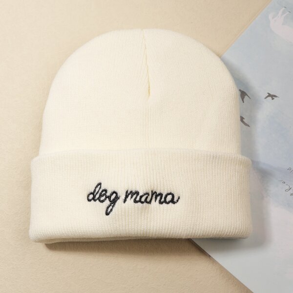 

Letter Embroidered Beanie, White