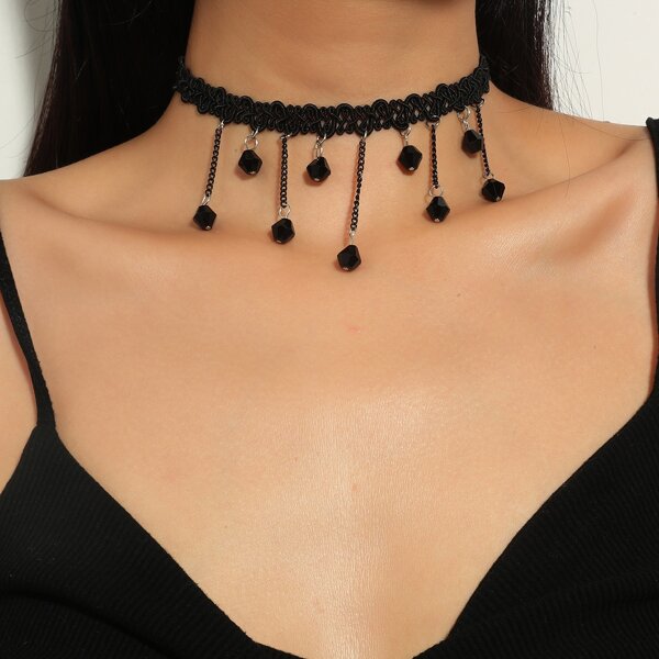 

1pc Simple Solid Choker, Black