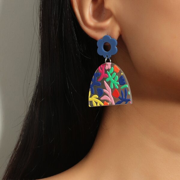 

Flower Decor Drop Earrings, Multicolor