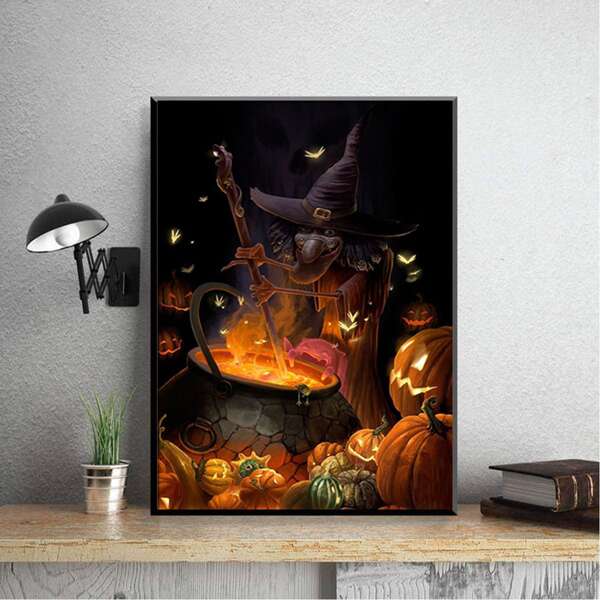 

Halloween Witch DIY Diamond Unframed Painting, Multicolor
