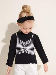 Bộ thời trang bé gái Xù nhỏ Xù Sọc Giải trí - Đen và trắng - Xem 1