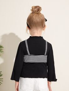 Bộ thời trang bé gái Xù nhỏ Xù Sọc Giải trí - Đen và trắng - Xem 2