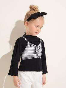 Bộ thời trang bé gái Xù nhỏ Xù Sọc Giải trí - Đen và trắng - Xem 5