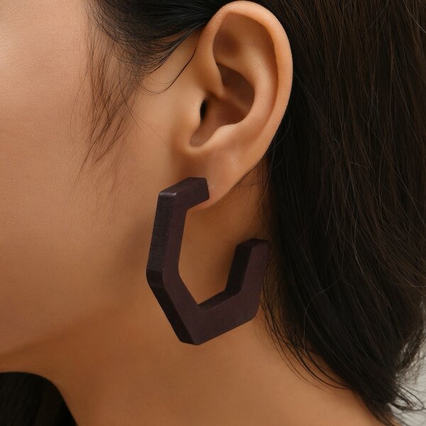 

Open Hoop Earrings, Coffee brown