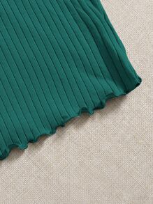 SHEIN EZwear 4 件装 生菜叶边饰罗纹针织夏季 T 恤 - 彩色 - 查看 5