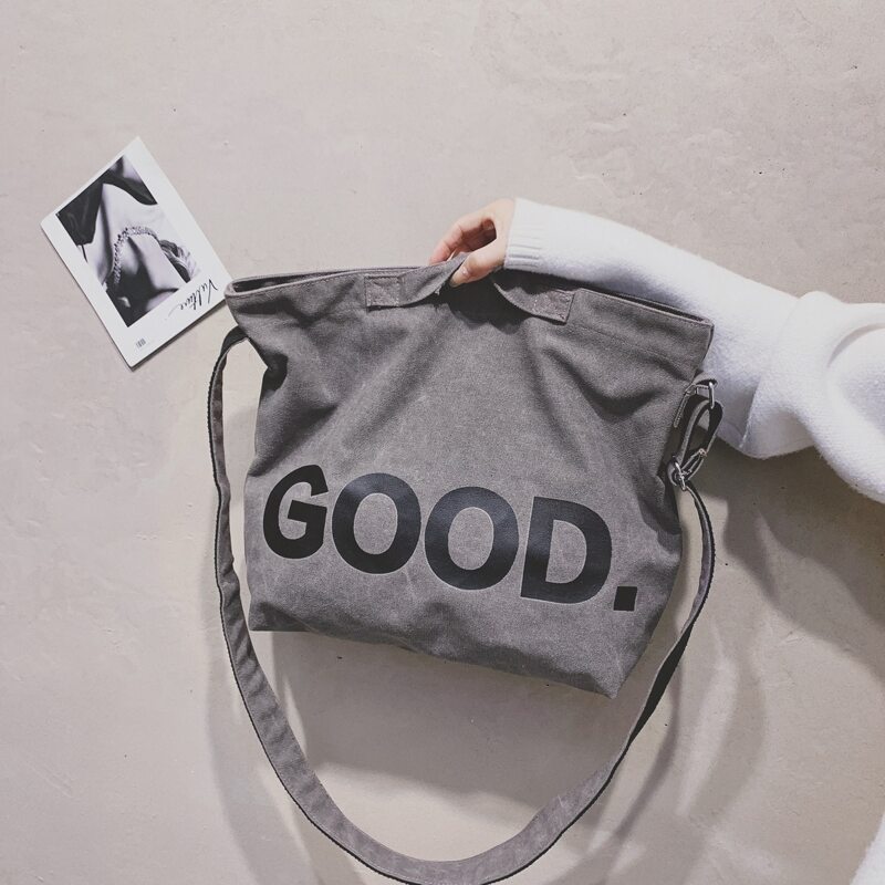 

Letter Graphic Top Handle Bag, Grey