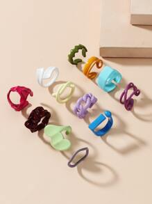 12入組鏈條設計戒指 - 彩色 - 查看 2