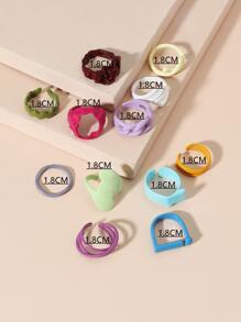 12入組鏈條設計戒指 - 彩色 - 查看 3