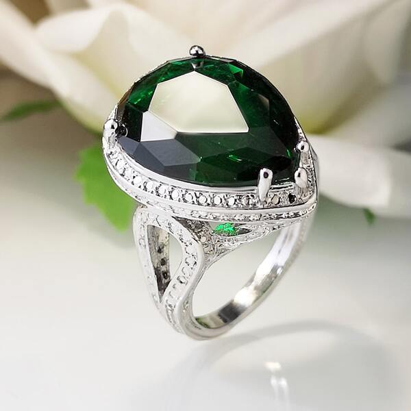 

Water Drop Decor Ring, Green