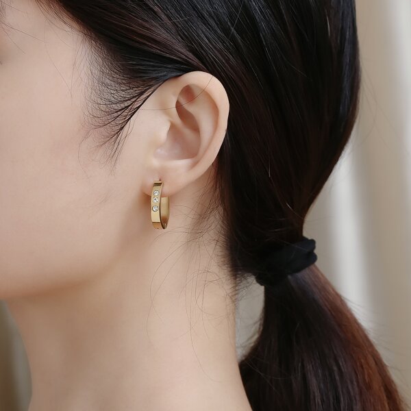 

18K Gold Plated Zircon Decor Earrings