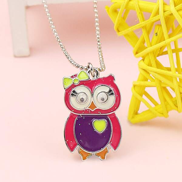 

Girls Owl Charm Necklace, Multicolor