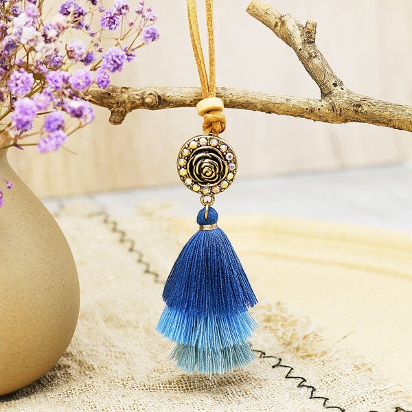 

Tassel Charm Necklace, Multicolor