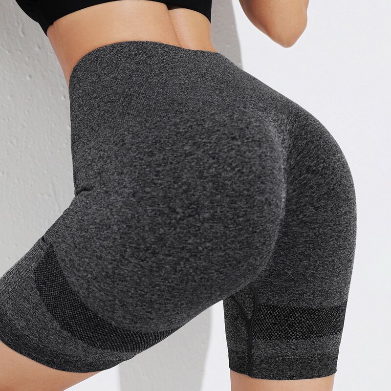 

High Waist Seamless Sports Biker Shorts, Dark grey