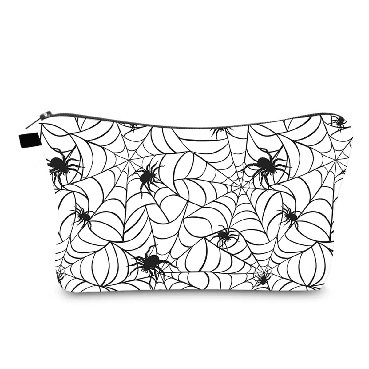 

Spider Pattern Zipper Makeup Bag, Black and white
