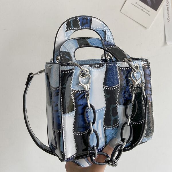 

Graphic Print Satchel Bag, Multicolor