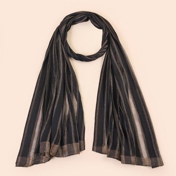 

Striped Pattern Scarf, Black