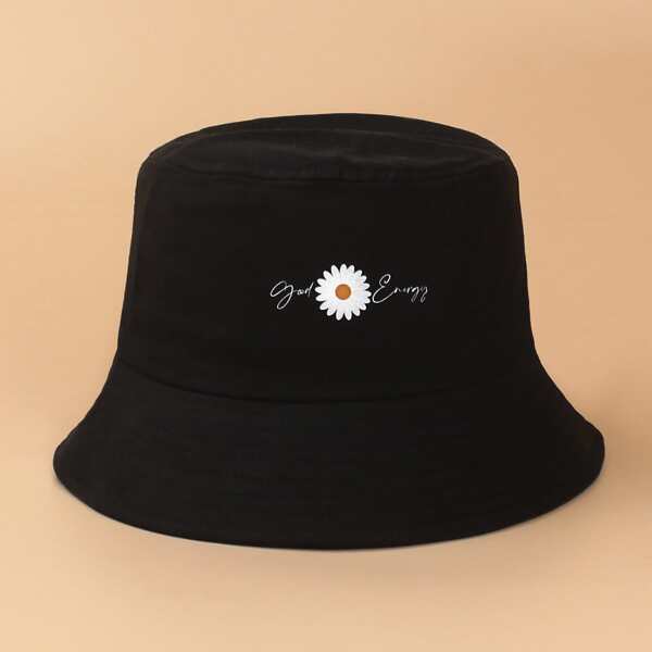 

Daisy Print Bucket Hat, Black