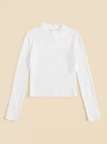 SHEIN Leap Crew 青少年女孩高領t恤和千鳥格印花背心連衣裙 - 黑與白 - 查看 5