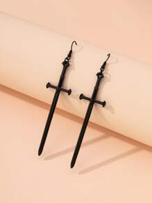 Arrow Drop Earrings - Black - View 1