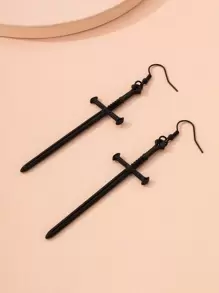 Arrow Drop Earrings - Black - View 3
