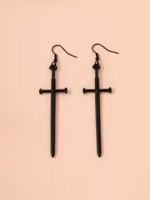 Arrow Drop Earrings - Black - View 4