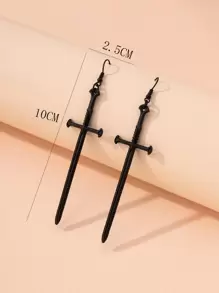 Arrow Drop Earrings - Black - View 5