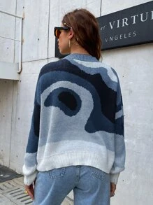Chiquease Colour Block Drop Shoulder Jumper - Blue - View 2