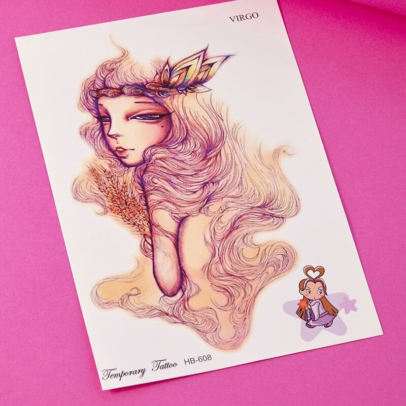 

1sheet Girl Pattern Tattoo Sticker, Yellow