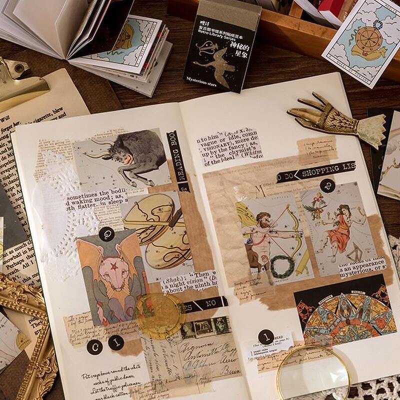 

50pcs Vintage Pattern Sticker, Multicolor