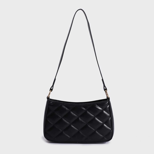 

Minimalist Quilted Square Bag, Black