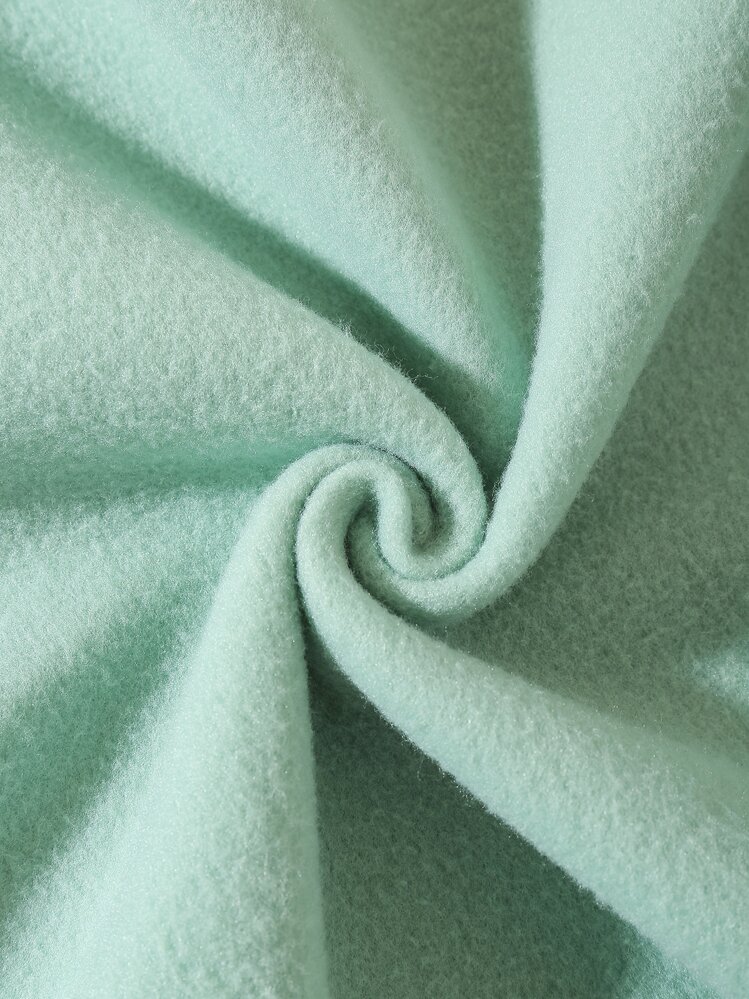 SHEIN EZwear Solid Zip Up Drop Shoulder Thermal Lined Crop Hoodie - Mint Green - View 6