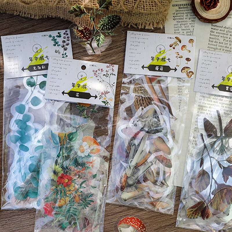 

40pcs Plant Print Sticker, Multicolor