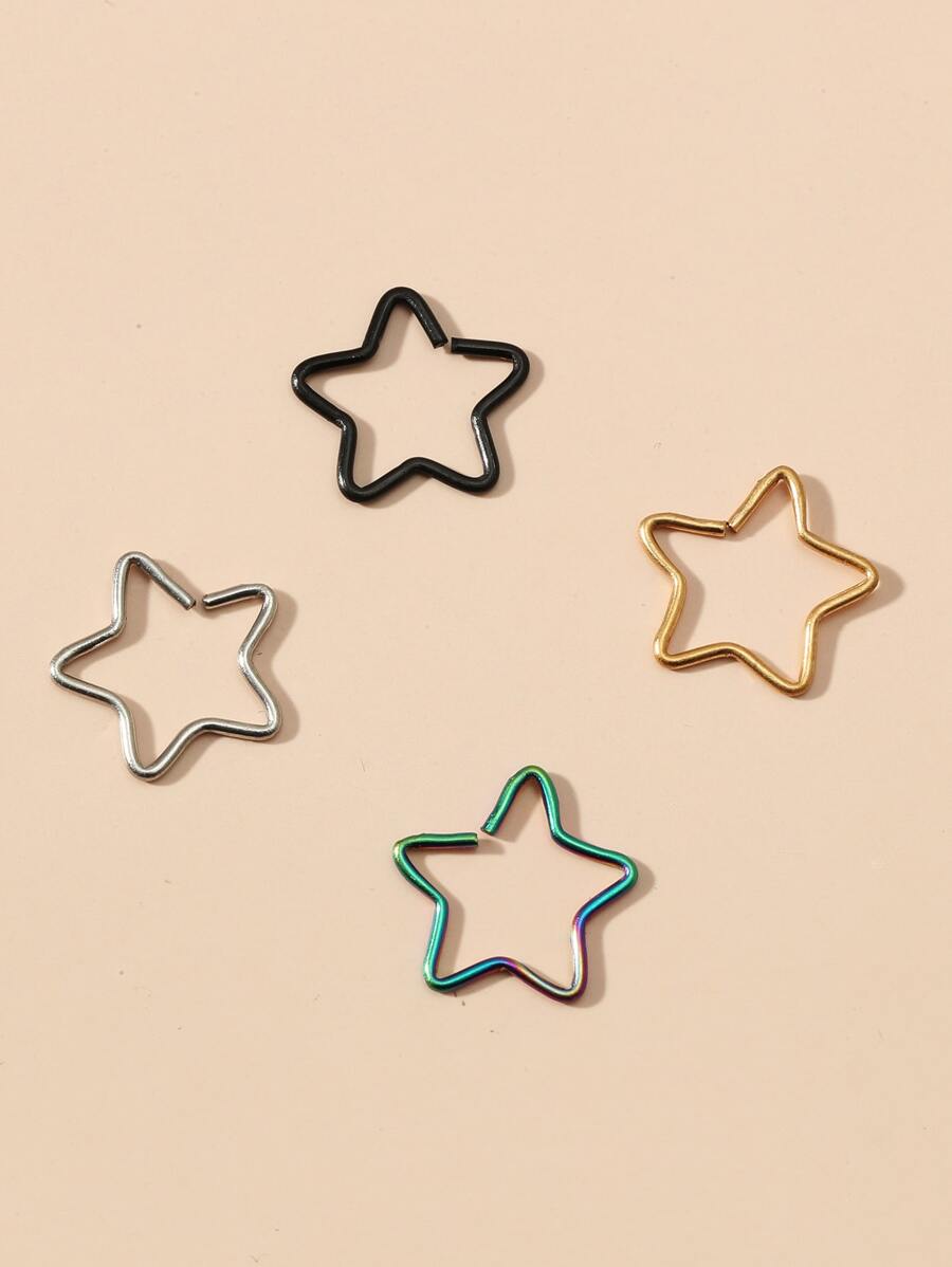 4 piezas Aro para la nariz en forma de estrella - Multicolor - Ver 1