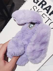 小兔子設計毛絨手機殼 - 紫色 - 查看 1