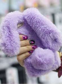 小兔子設計毛絨手機殼 - 紫色 - 查看 4