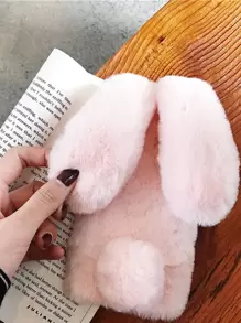 兔子造型毛茸茸手機殼，適用於iPhone 11、iPhone 13、iPhone 14 Pro Max - 淺粉色 - 查看 1