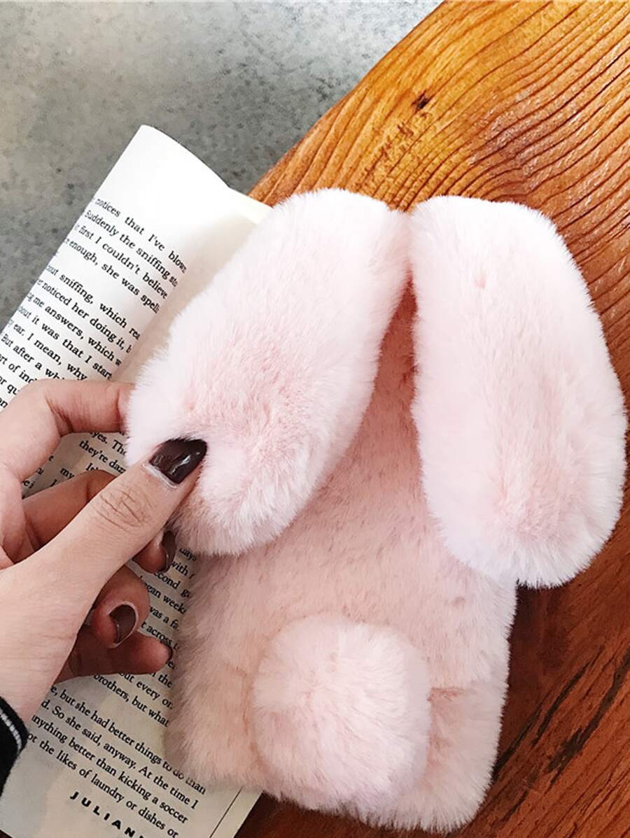 兔子造型毛茸茸手機殼，適用於iPhone 11、iPhone 13、iPhone 14 Pro Max - 淺粉色 - 查看 1